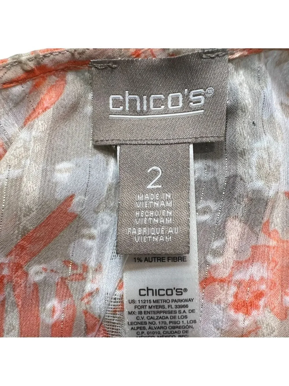 Chico’s Women’s Camo Foliage Sheer Jacket Peach/Cream Size 2 (Large)